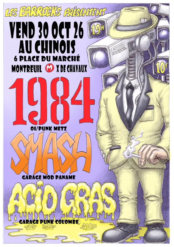 Concert punk Les Barrocks présentent (S42, ep9) : 1984, Smash, Acid Gras - Montreuil le 30/10/2026 | Agenda concert punk