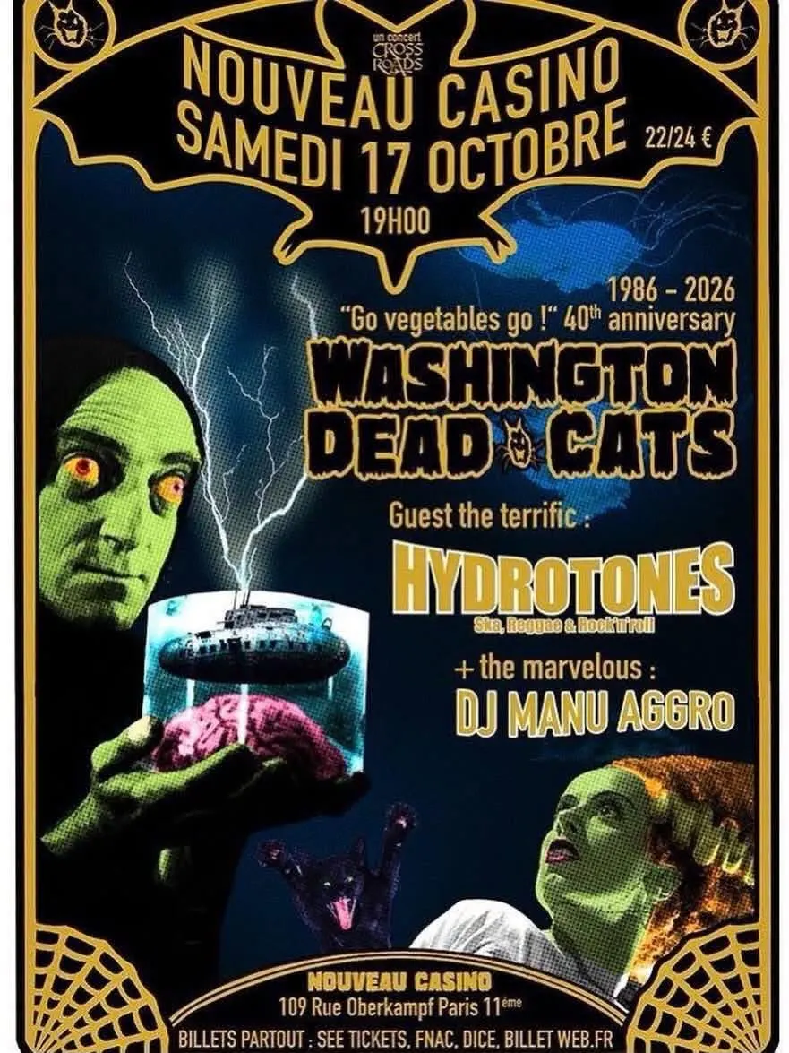 Concert punk WASHINGTON DEAD CATS + HYDROTONES + DJ MANU AGGRO - Paris le 17/10/2026 | Agenda concert punk