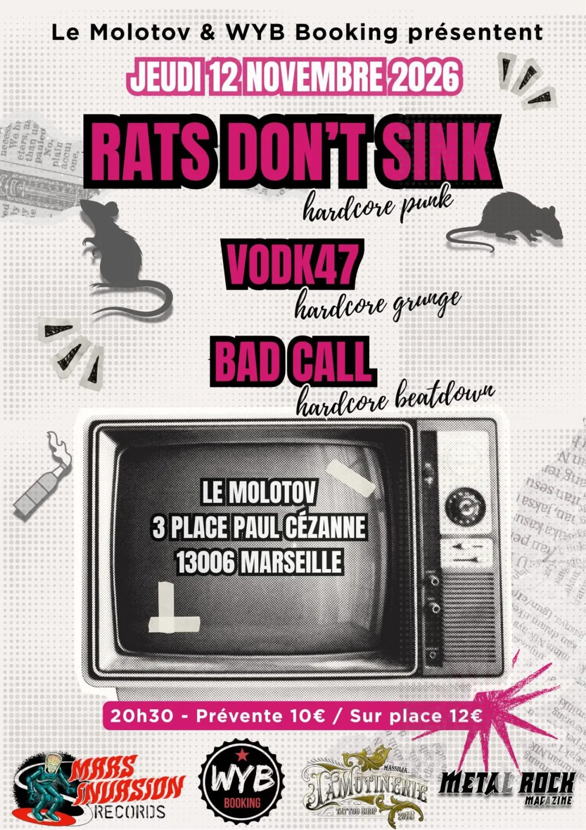 Concert punk Rats Don't Sink + Vodk47 + Bad Call - Marseille