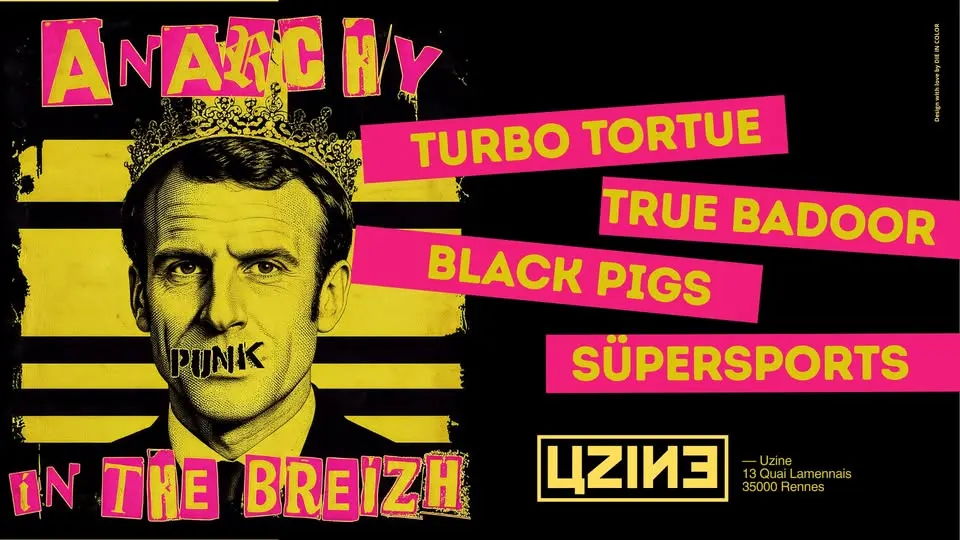 Concert punk Turbo Tortue -True Badoor -Black Pigs - Süpersports - Rennes le 24/10/2026 | Agenda concert punk