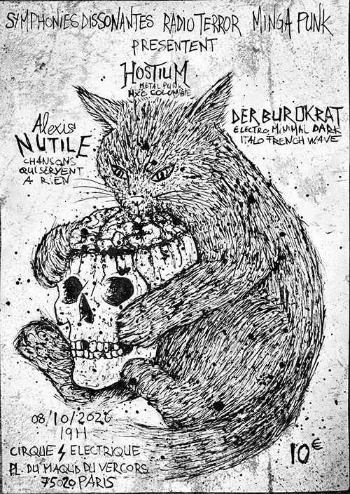 Concert punk Hostium + Der Burokrat + Alexis Nutile - Paris
