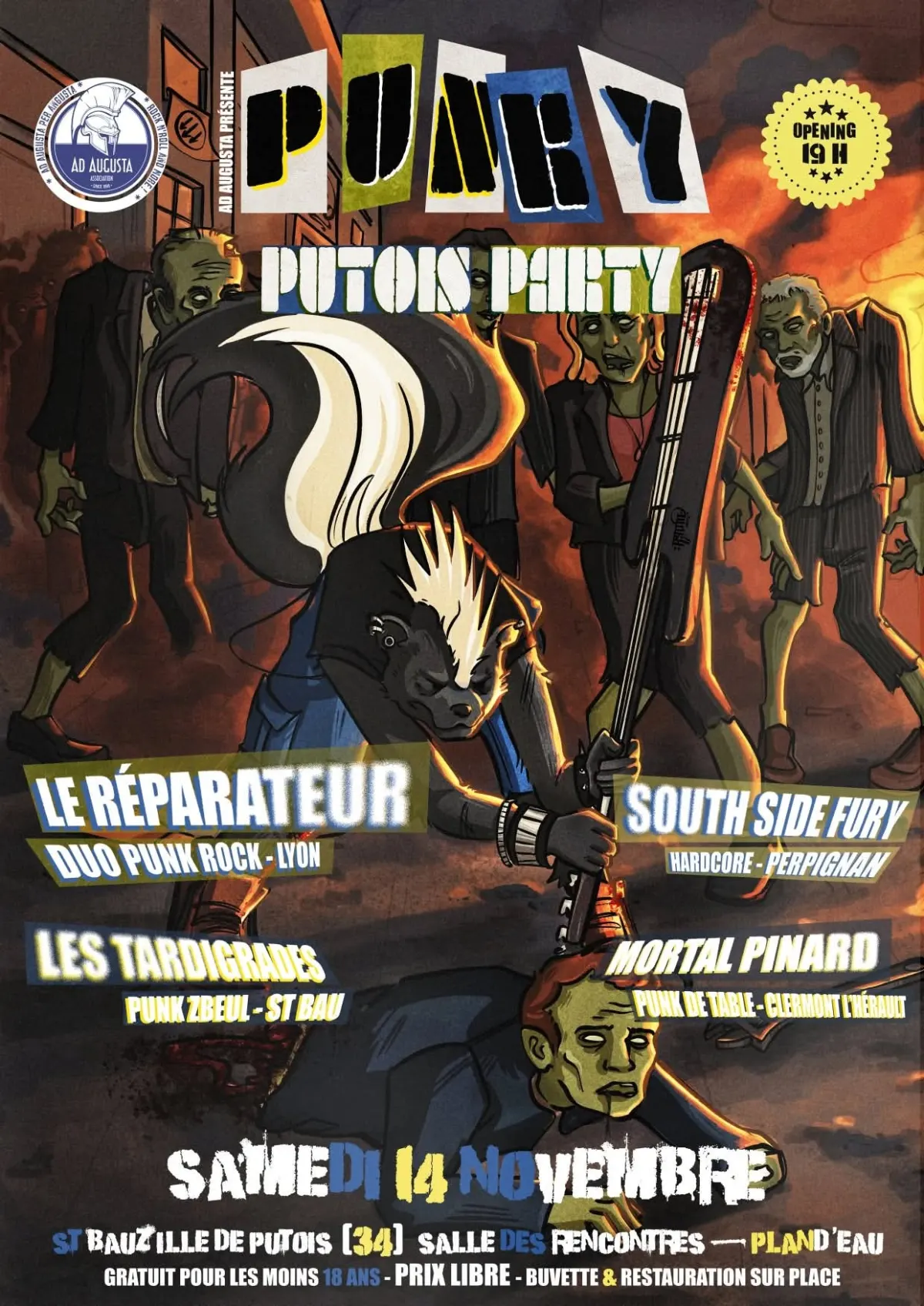 Concert punk Le Réparateur + South Side Fury + Les Tardigrades + Mortal Pinard - Saint-Bauzille-de-Putois le 14/11/2026 | Agenda concert punk