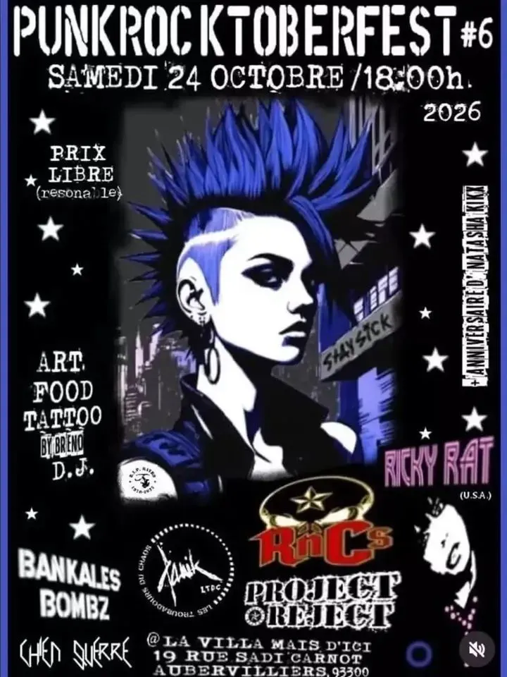 Concert punk PunkRocktober Fest #6 (samedi 24) - Aubervilliers le 24/10/2026 | Agenda concert punk