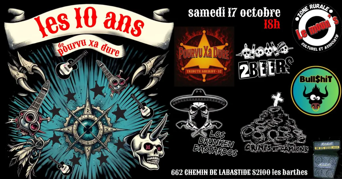 Concert punk Les 10 ans de Pourvu Xa Dure - Les Barthes