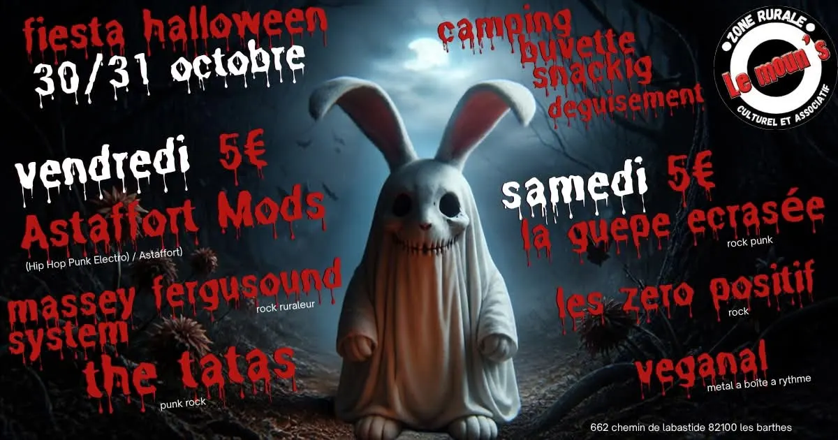 Concert punk Fiesta Halloween (Samedi 31 octobre) - Les Barthes le 31/10/2026 | Agenda concert punk