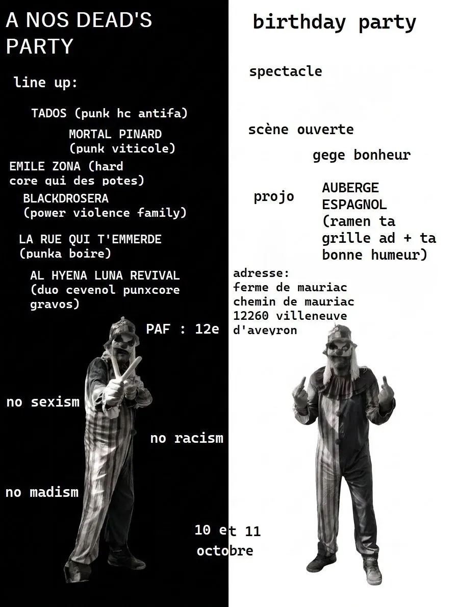 Concert punk A Nos Dead's Party (Samedi 10 octobre) - Villeneuve