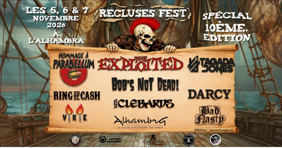 Concert punk Recluses Fest (Vendredi 6 novembre) - Genève le 06/11/2026 | Agenda concert punk