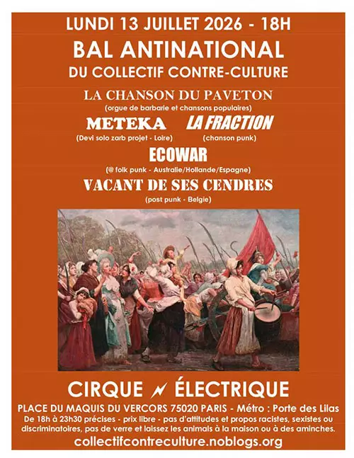 Concert punk BAL ANTINATIONAL DU COLLECTIF CONTRE CULTURE - Paris