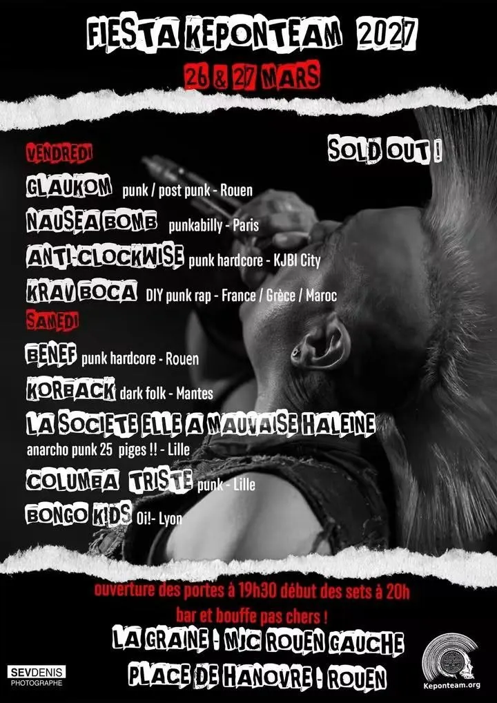 Concert punk Fiesta Keponteam 2027 (Vendredi) - Rouen le 26/03/2027 | Agenda concert punk