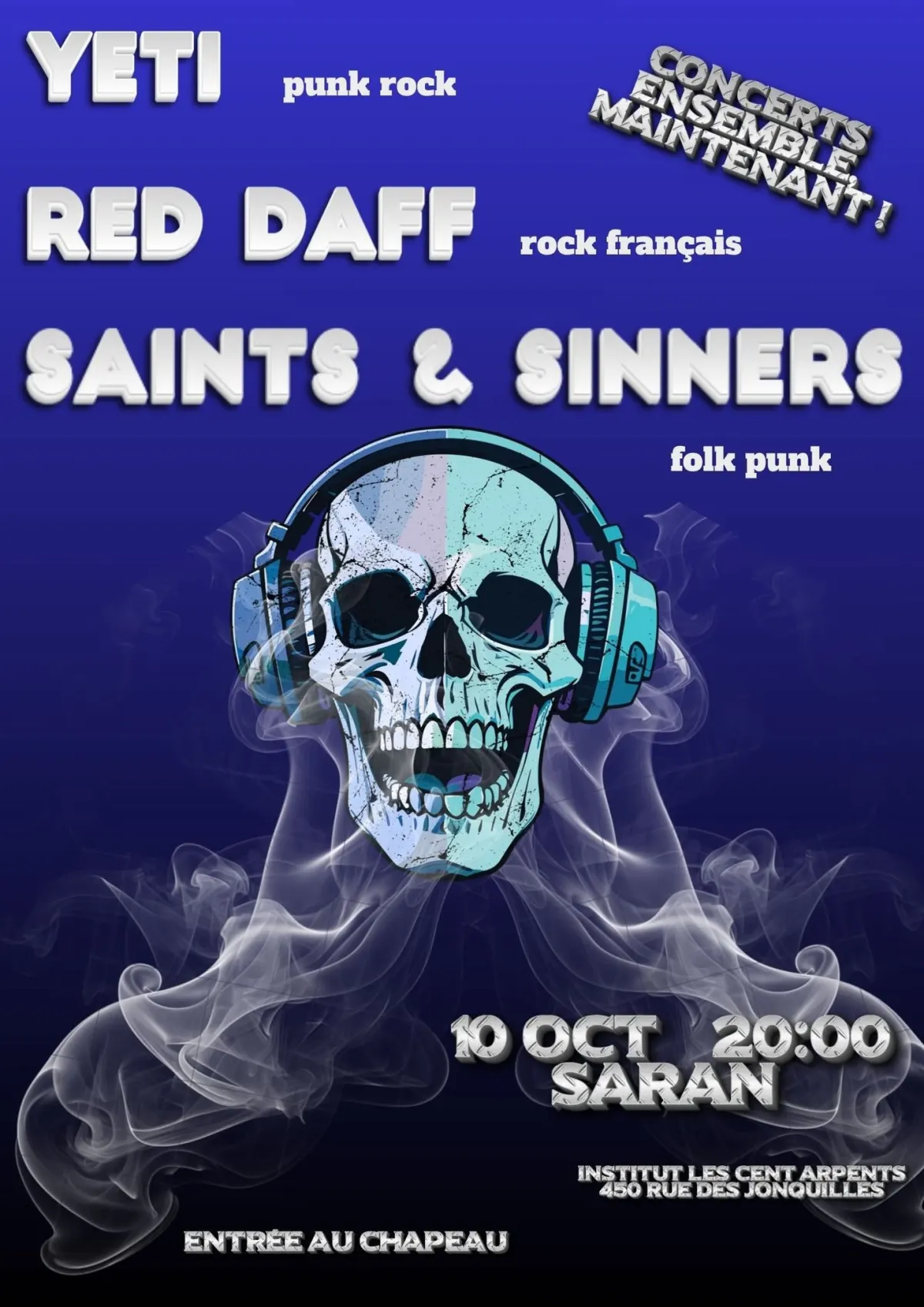 Concert punk Saints & Sinners + Red Daff + Yeti - Saran le 10/10/2026 | Agenda concert punk