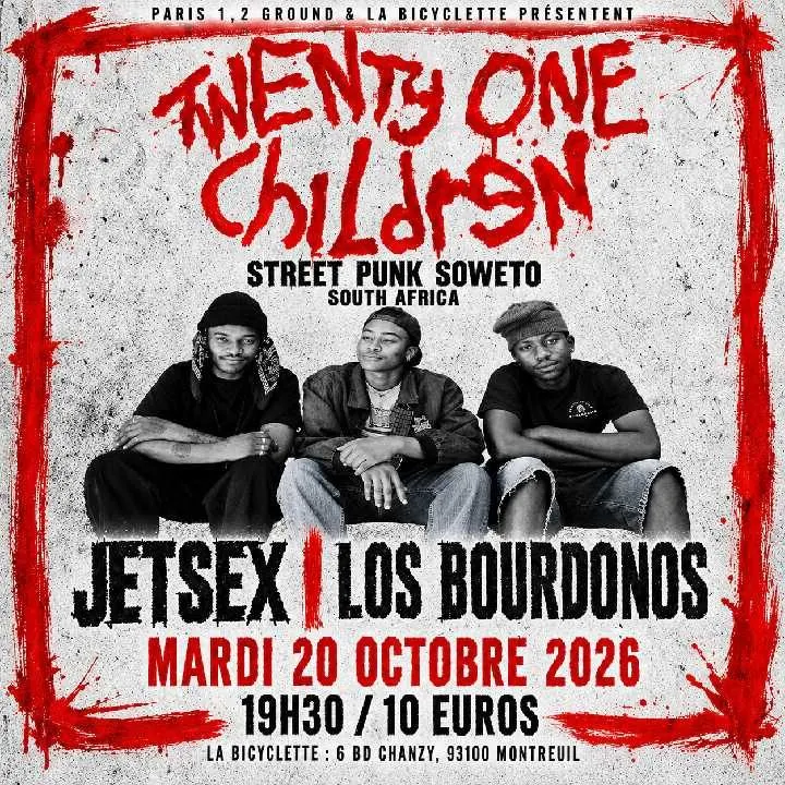 Concert punk Twenty One Children + Jetsex + Los Bourdonos - Montreuil le 20/10/2026 | Agenda concert punk
