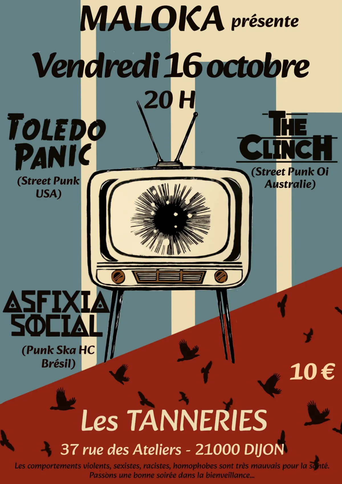 Concert punk Toledo Panic + The Clinch + Asfixia Social - Dijon le 16/10/2026 | Agenda concert punk