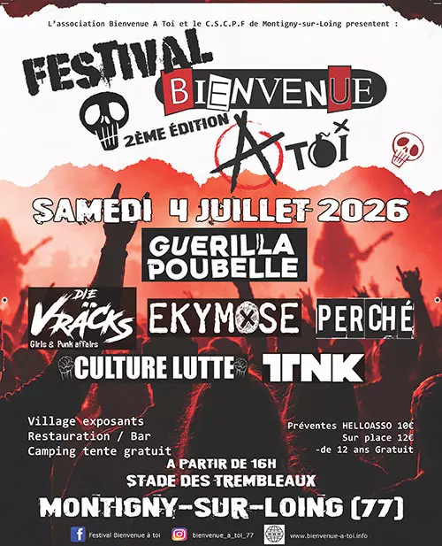 Concert punk FESTIVAL BIENVENUE À TOI #2 - Montigny-sur-Loing le 04/07/2026 | Agenda concert punk
