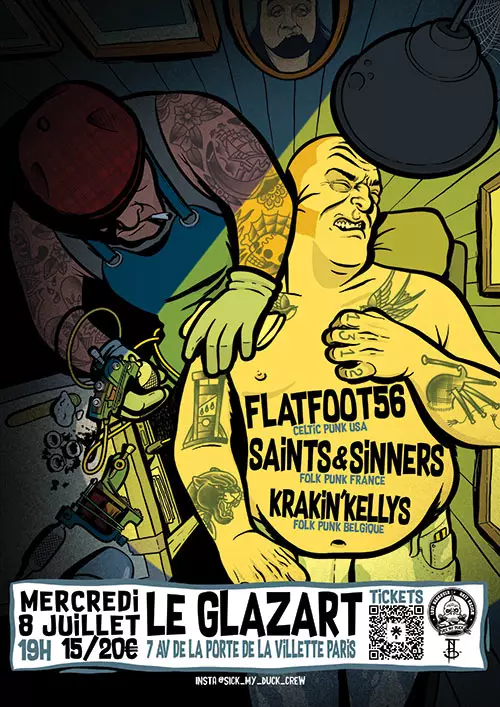 Concert punk FLATFOOT 56 + KRAKIN' KELLYS + SAINTS & SINNERS - Paris