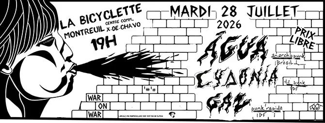 Concert punk Água + GAZ + Cydonia à la Bicyclette - Montreuil