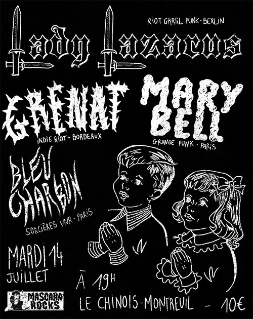 Concert punk LADY LAZARUS - GRENAT - MARY BELL - BLEU CHARBON - Montreuil