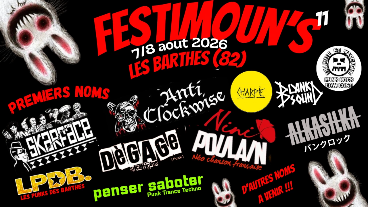 Concert punk Festimoun’s 11 (Vendredi 07 Août) - Les Barthes le 07/08/2026 | Agenda concert punk