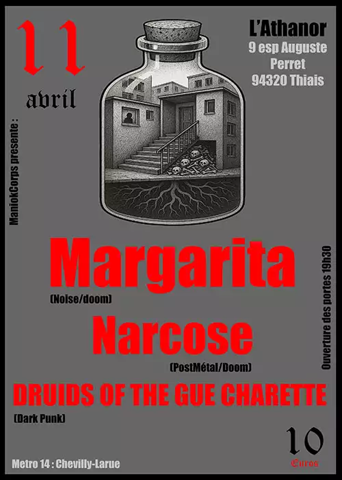 Concert punk Margarita + Narcose + Druids Of The Gué Charette - Thiais le 11/04/2026 | Agenda concert punk