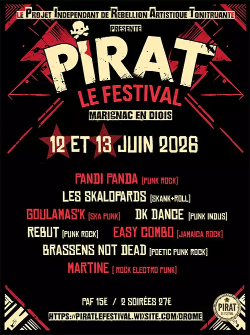 Concert punk PIRAT Le Festival - Marignac-en-Diois le 12/06/2026 | Agenda concert punk
