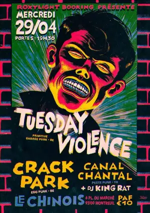 Concert punk TUESDAY VIOLENCE (BE) - CRACK PARK (BE) - CANAL CHANTAL (FR) - Montreuil | Agenda Punk'n Roll